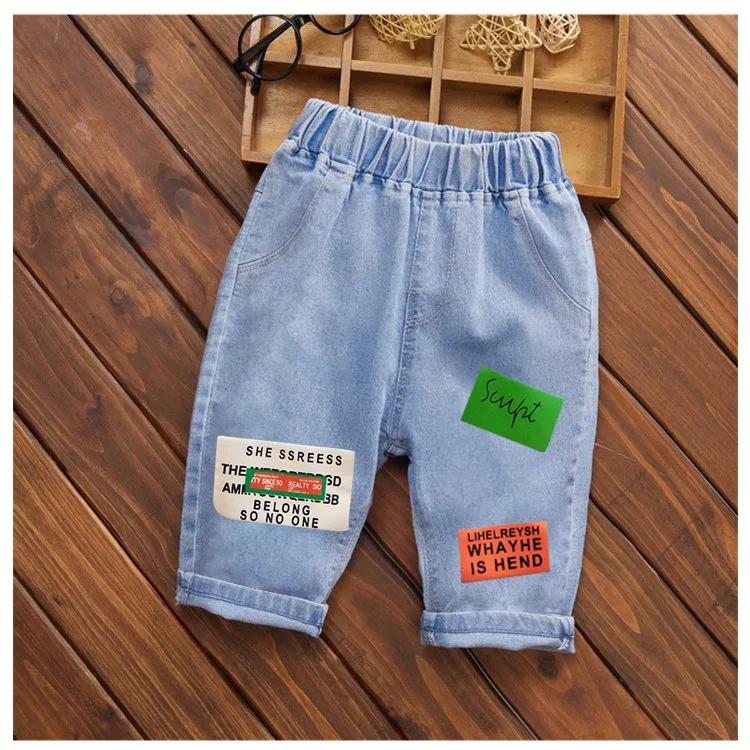 Boys Summer Denim Shorts Middle-aged Childrens Korean Kids thin Loose Short Casual Boys Knee Length Cartoon Pants